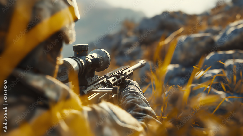 FPV view of sniper soldier.