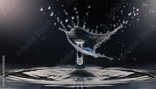 dynamic composition arrange the splash in a dynamic composition with droplets dispersing in different directions adding energy and movement to the design photo