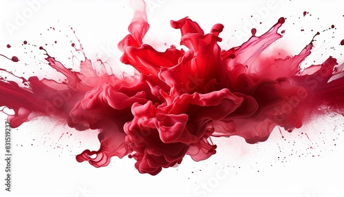 red color paint splash isolated on white transparent background brush watercolor painting png