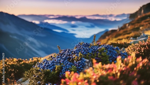 france pyrenees national park hautes pyrenees hautacam mountain blueberries and heather at autumn photo