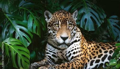 jaguar in tropical rainforest at night