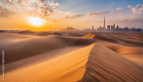 dubai desert at sunset united arab emirates photo