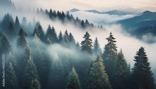 cedar forest in fog