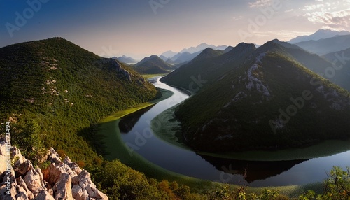 canyon of rijeka crnojevica river in skadar lake national park montenegro photo