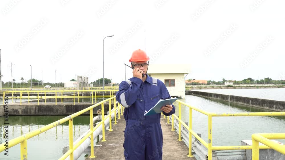 Service engineer checking on waste water treatment plant,Environmental engineers inspect quality at water plants,Technicians work at a water station to produce tap water. Service engineer checking on waste water treatment plant,Environmental engineers inspect quality at water plants,Technicians work at a water station to produce tap water.