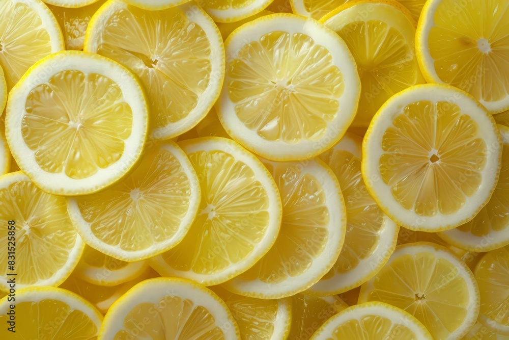 Fresh lemon slices pattern backgrond, close up Fresh lemon slices pattern backgrond, close up