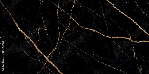 Black marble texture as background with golden veins