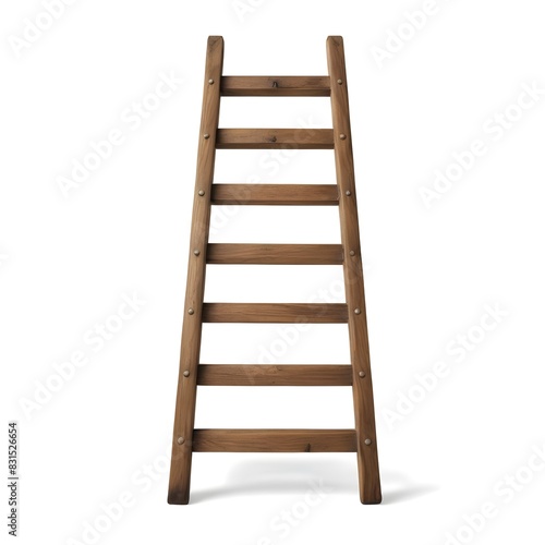 A wooden ladder with 7 rungs photo