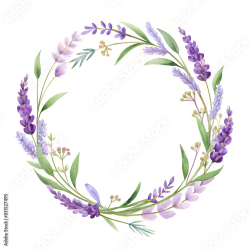 Lavender, watercolor mockup logo, white background