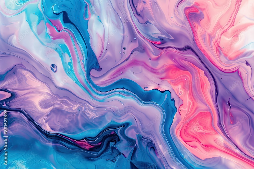 Abstract liquid marble texture background with pink, purple and blue colors. Acrylic paint swirls and waves for a creative design. Close up view of flowing acrylic fluid art in the style of flowing ac Abstract liquid marble texture background with pink, purple and blue colors. Acrylic paint swirls and waves for a creative design. Close up view of flowing acrylic fluid art in the style of flowing ac