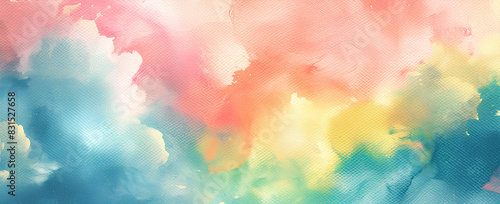 Watercolor blot painting. Canvas texture horizontal abstract background.
