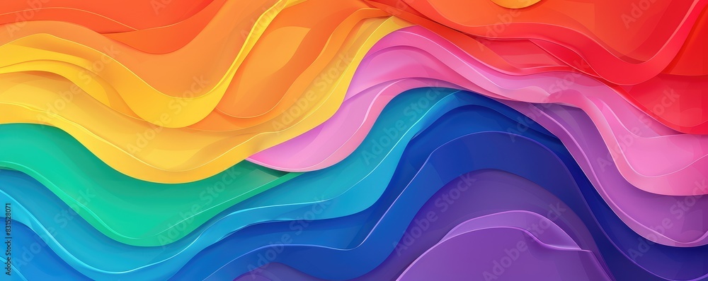 Vibrant multicolored abstract design with flowing wave patterns in a smooth gradient of colors. Vibrant multicolored abstract design with flowing wave patterns in a smooth gradient of colors.
