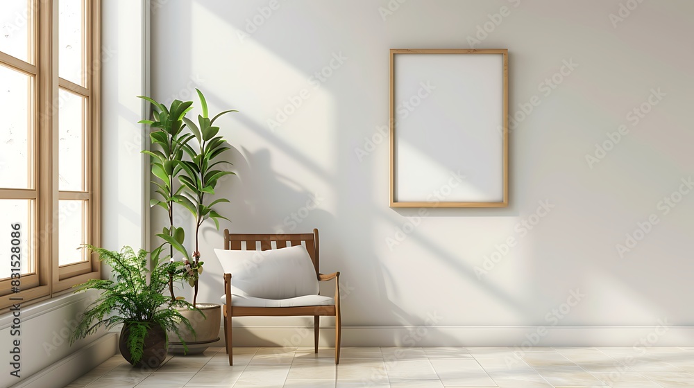Bright and airy room with a large window, a plant, and a comfortable chair. Perfect for relaxing or reading a book. Bright and airy room with a large window, a plant, and a comfortable chair. Perfect for relaxing or reading a book.