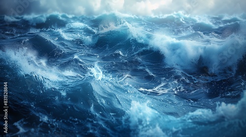 Dynamic ocean waves captured in motion, showcasing the power and beauty of the sea.