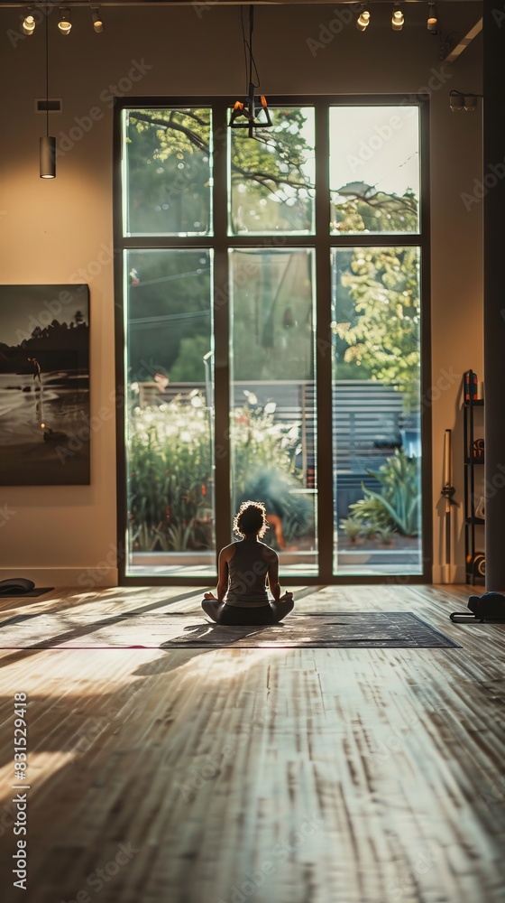 Child sits alone looking out large windows. Child sits alone looking out large windows.