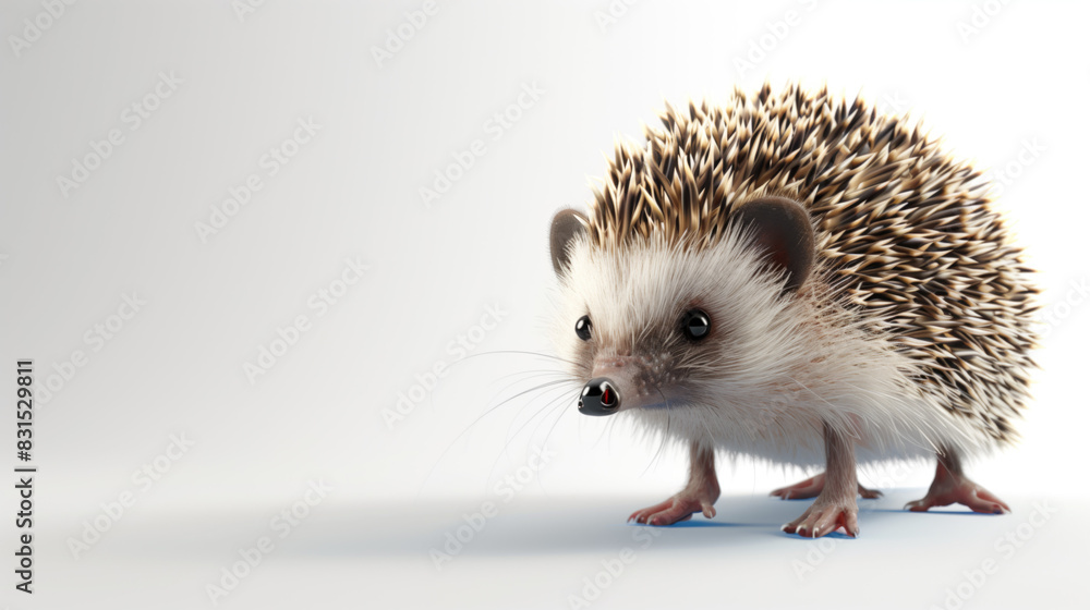 Obraz premium Small hedgehog on a light background: wild beauty