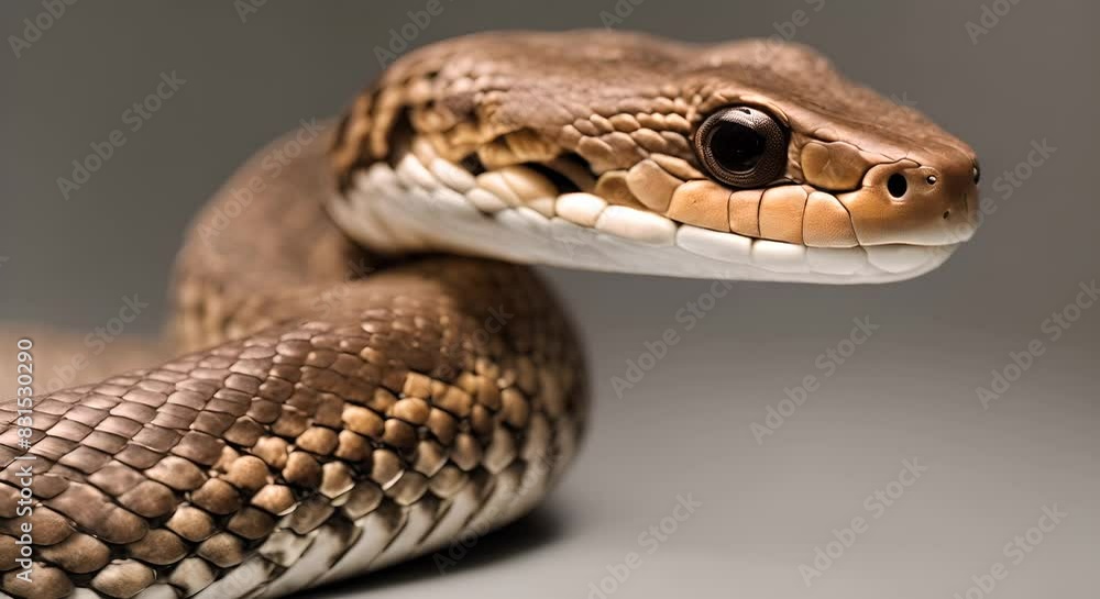 Brown Common Viper Snake in Close up against a Gray Background Concept Snakes Wildlife Close up Photography Gray Background Reptiles Brown Common Viper Snake in Close up against a Gray Background Concept Snakes Wildlife Close up Photography Gray Background Reptiles
