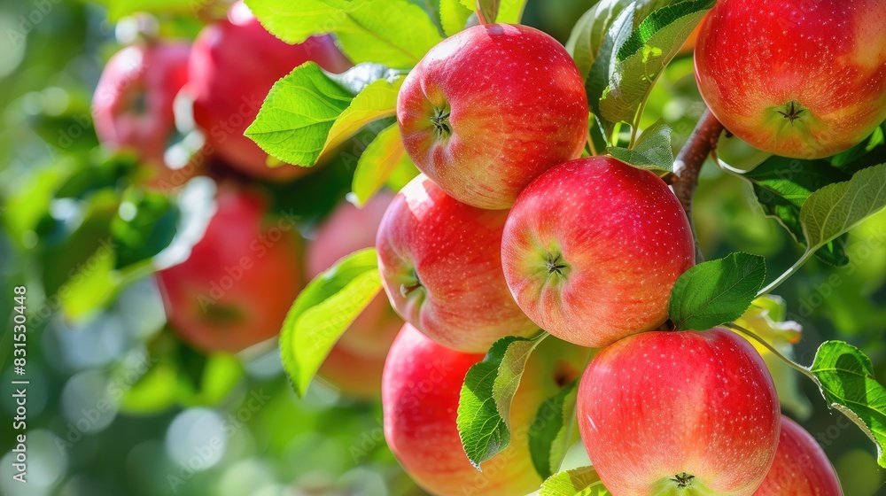Growing Apple Orchards and Ripe Juicy Apples A Bright Background Growing Apple Orchards and Ripe Juicy Apples A Bright Background
