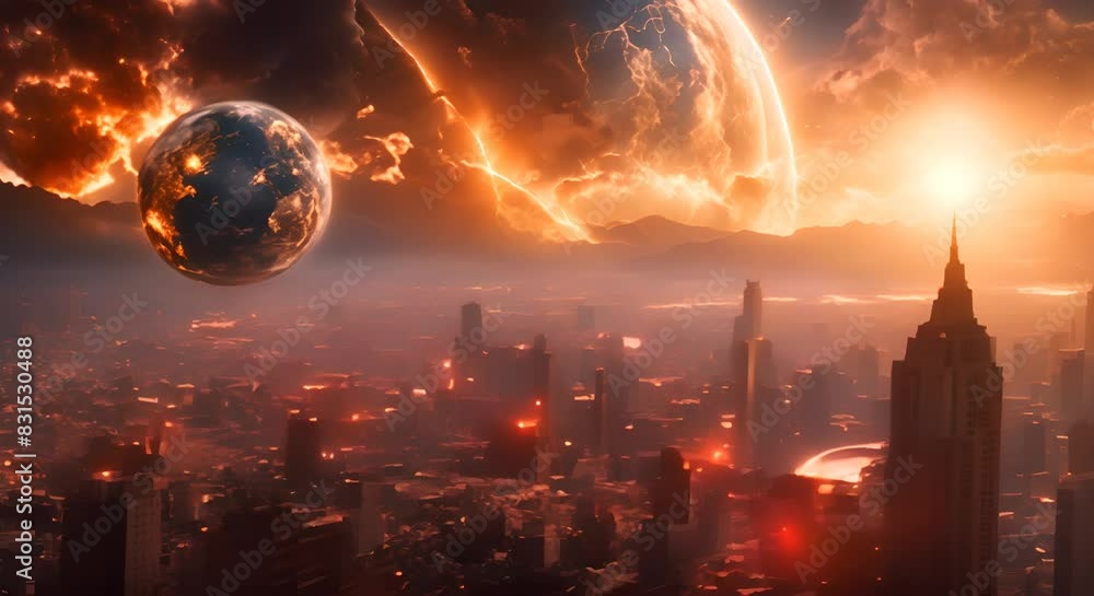 Destruction of Earth by meteor storm and shattering among celestial bodies Concept Astronomy Natural Disasters Catastrophic Events Planetary Destruction Celestial Collisions Destruction of Earth by meteor storm and shattering among celestial bodies Concept Astronomy Natural Disasters Catastrophic Events Planetary Destruction Celestial Collisions