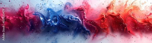 Abstract Liquid Art in blue, red, and yellow collide. Best for glowing abstract backgrounds