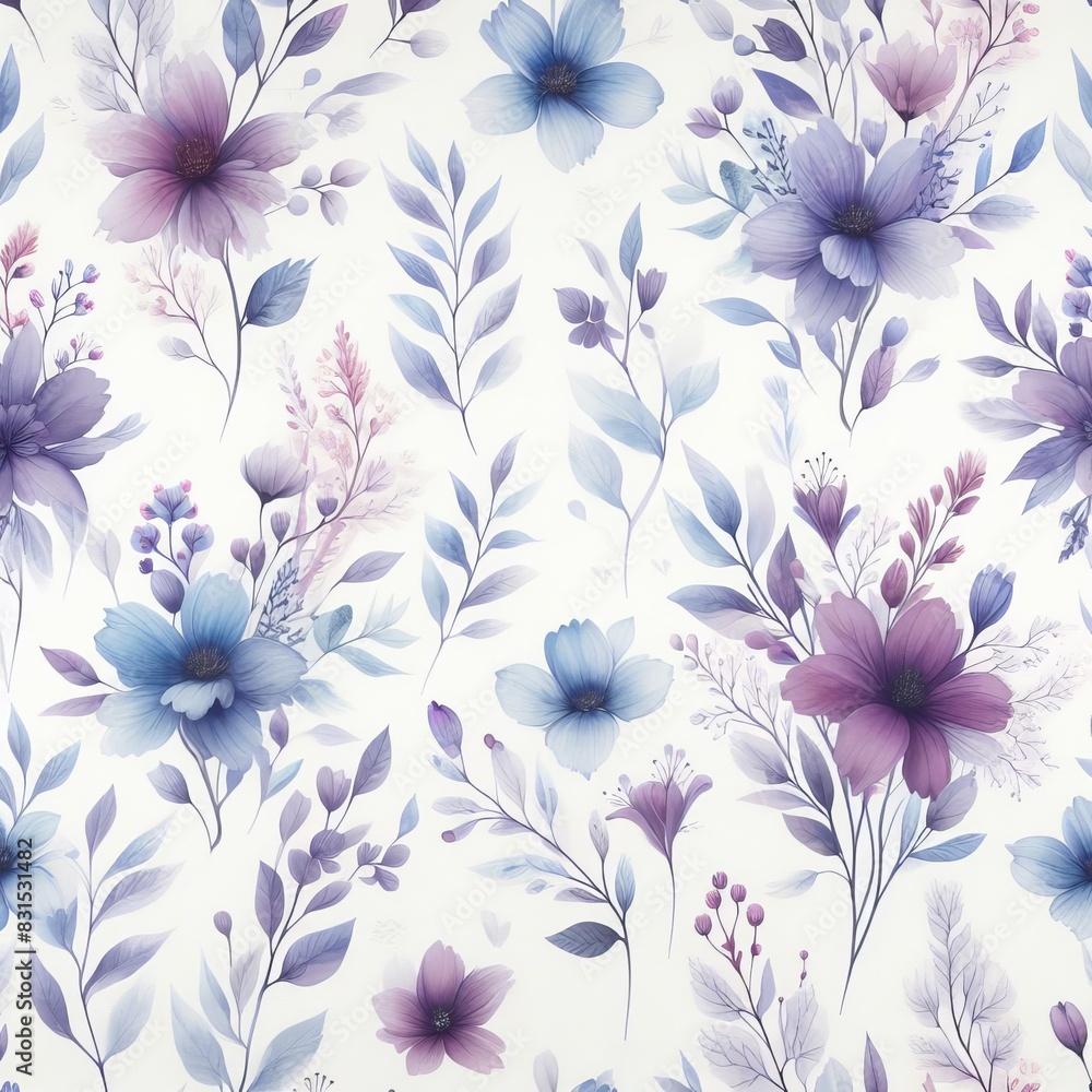 Obraz premium Simple floral pattern in watercolor style