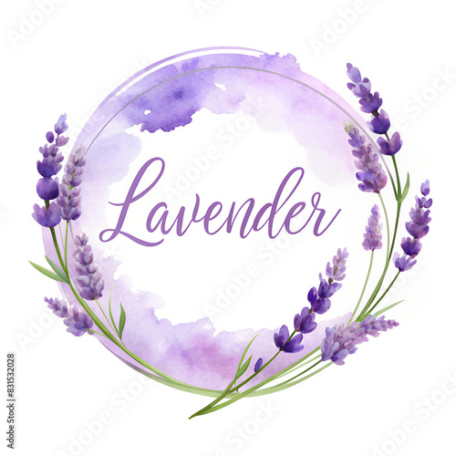 Lavender, watercolor mockup logo. White background