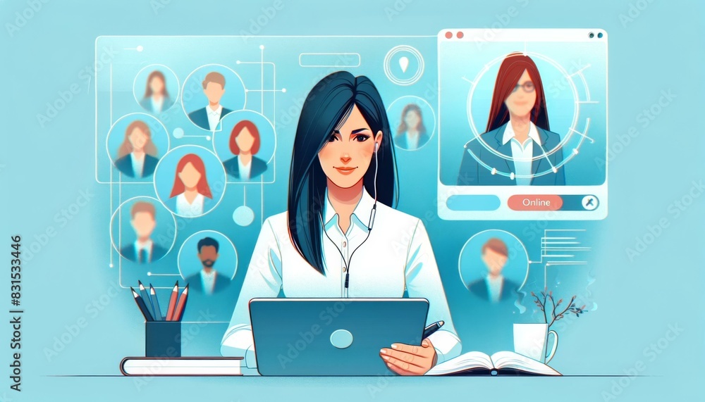 Virtual Team Meeting with Businesswoman on Laptop, Healthcare Concept