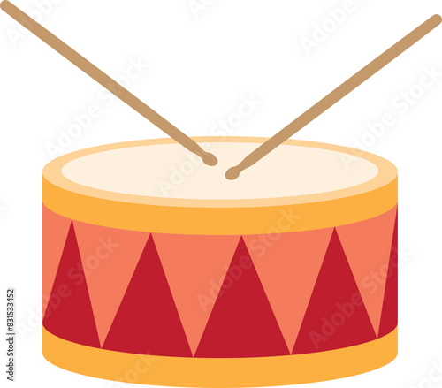Snare Drum Red color music icon.