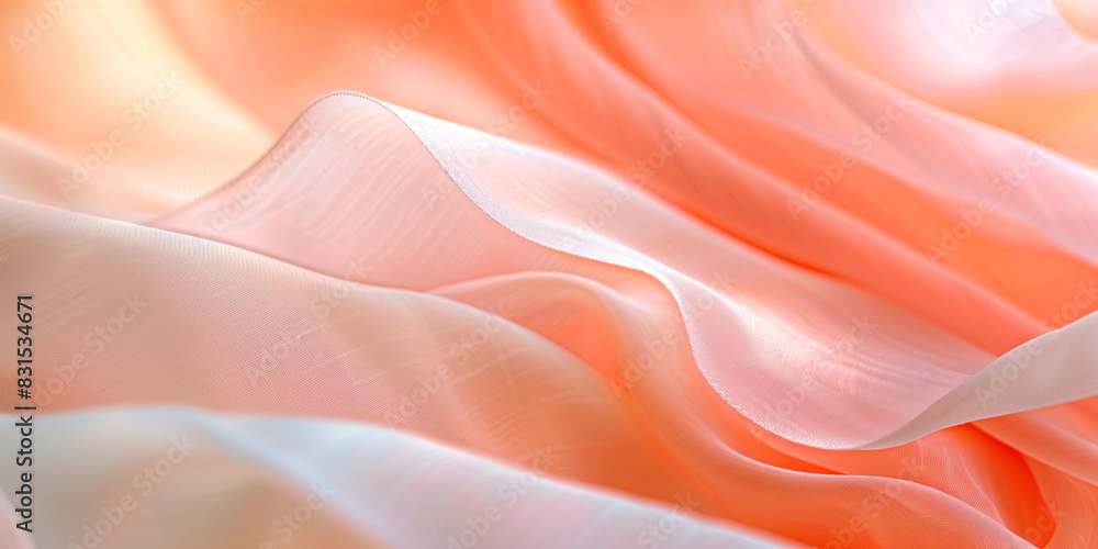 Peach fabric folds texture. Silk satin fabric backdrop with copy space. Peach fabric folds texture. Silk satin fabric backdrop with copy space.