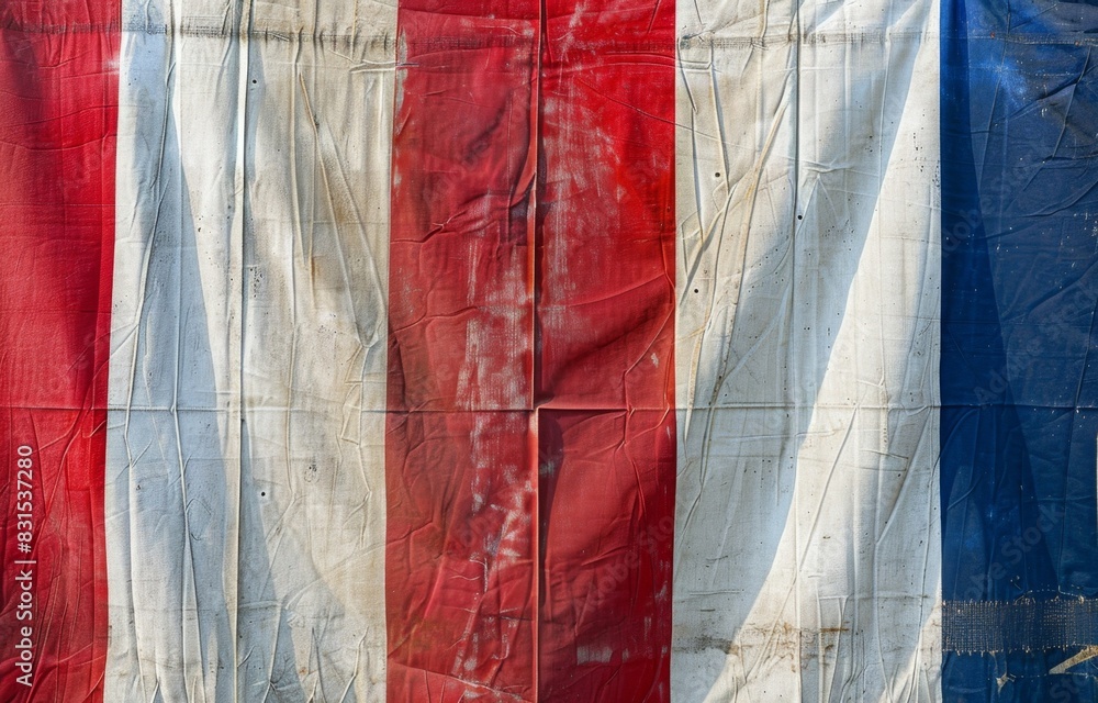A red, white and blue striped tarp with a vertical striped background Generative AI A red, white and blue striped tarp with a vertical striped background Generative AI