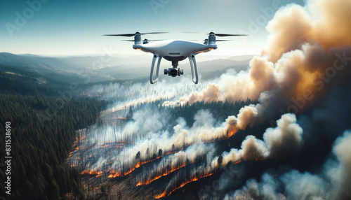 Drone Over Forest Fire photo