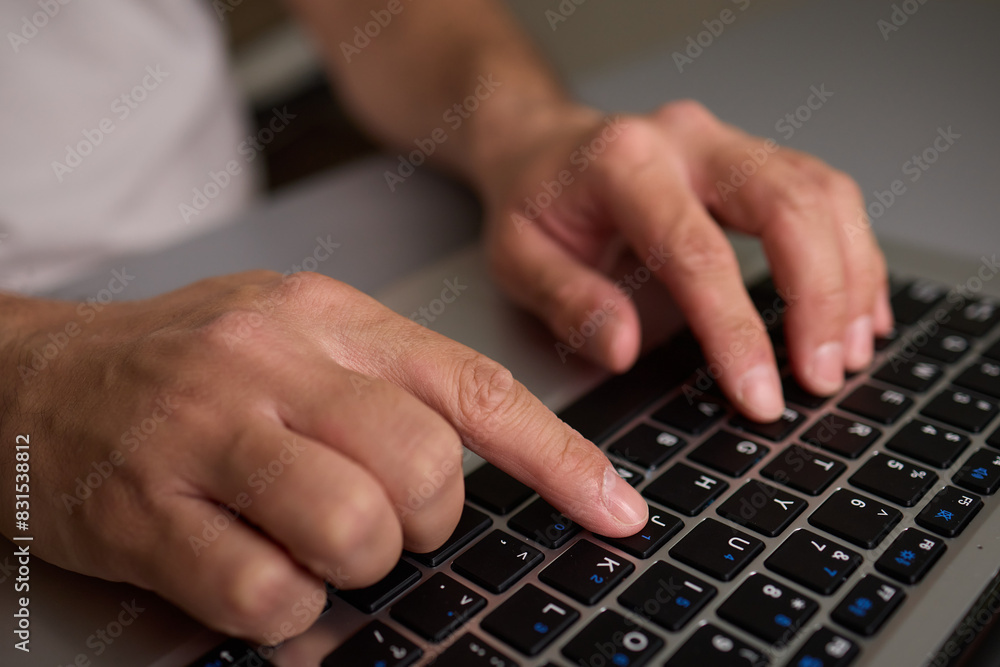Hands typing on a mechanical keyboard in a workspace, enhancing productivity and focus Hands typing on a mechanical keyboard in a workspace, enhancing productivity and focus