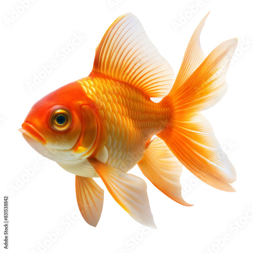 Vibrant goldfish swims in clear water
