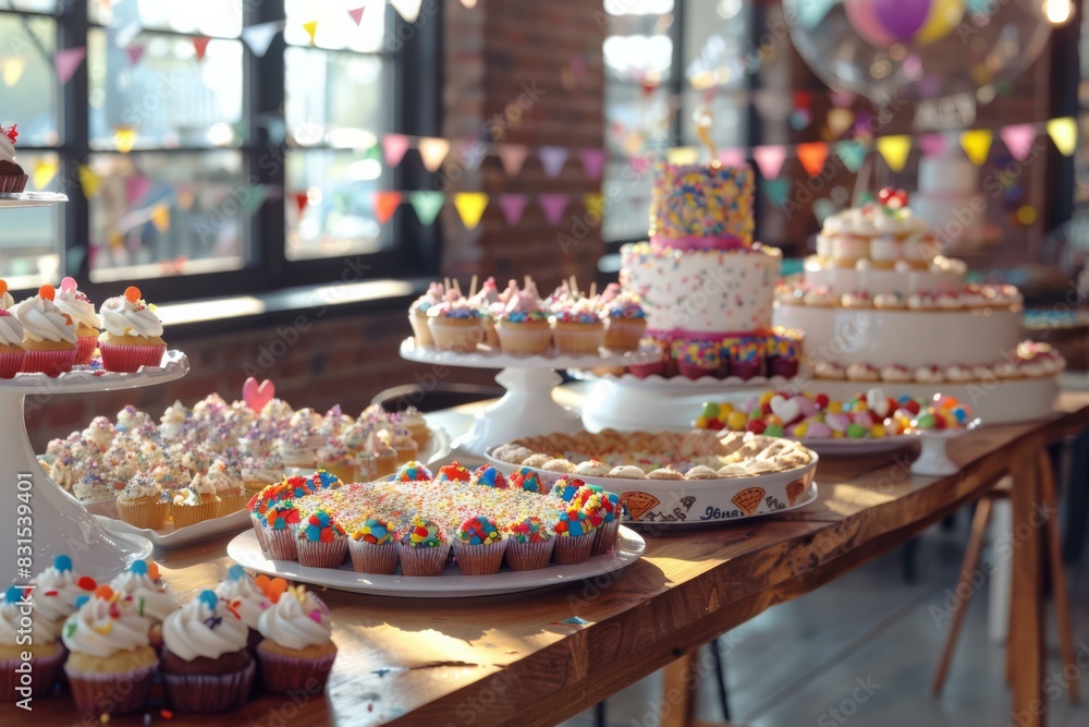 Colorful Dessert Table at a Party Colorful Dessert Table at a Party