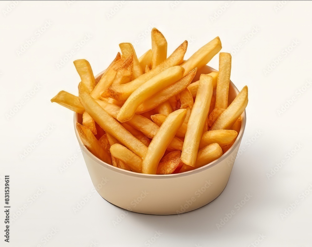 french fries in a white box mockup on isolated background french fries in a white box mockup on isolated background