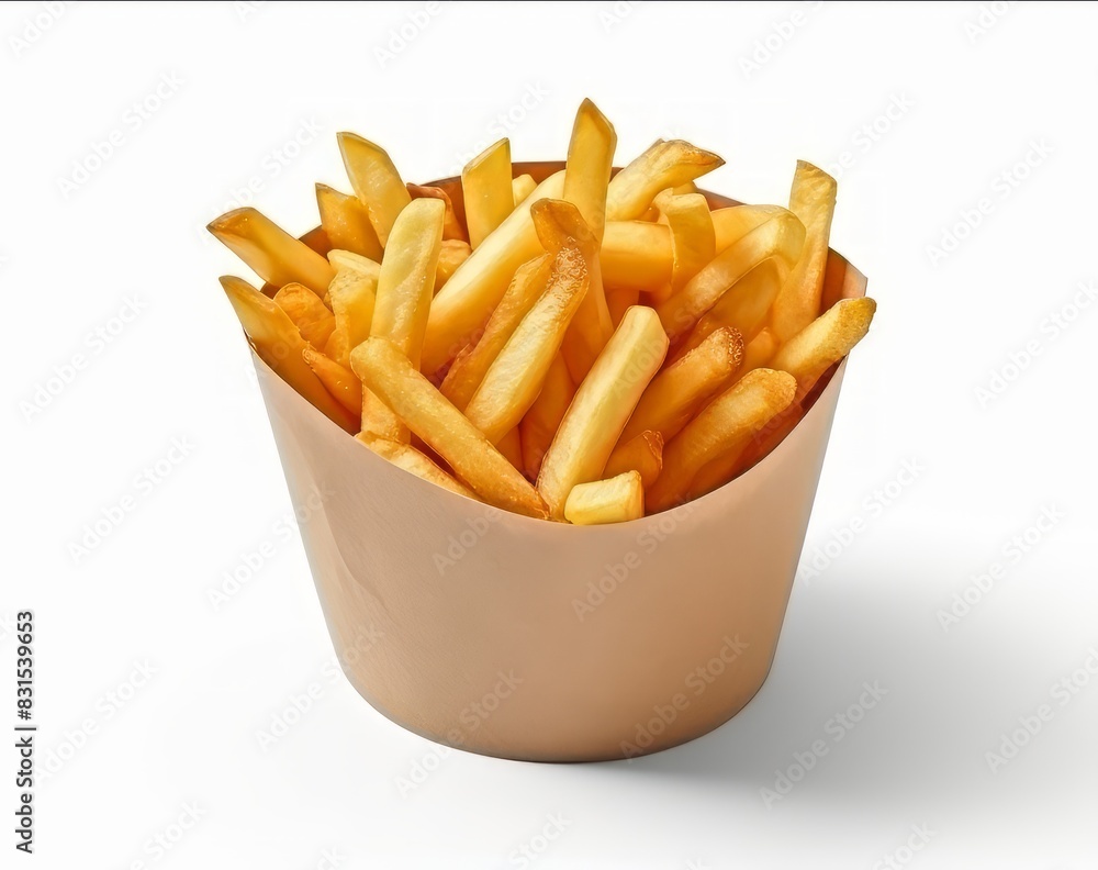 french fries in a white box mockup on isolated background french fries in a white box mockup on isolated background