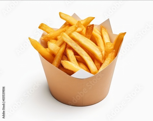 french fries in a white box mockup  on isolated background