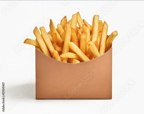 french fries in a white box mockup  on isolated background