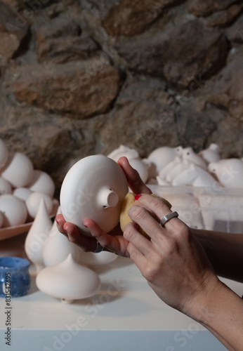 Painting handmade porcelain Christmas decoration