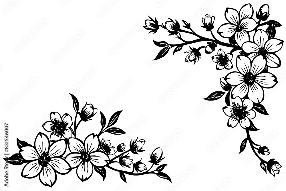 sketchy Sakura silhouette vector illustration sketchy Sakura silhouette vector illustration