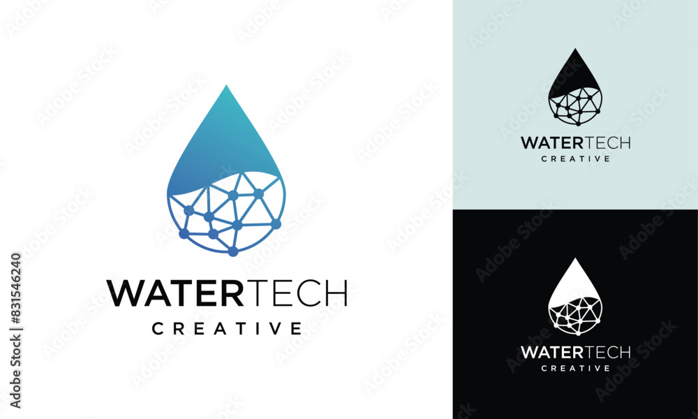 Water technology logo design template. Digital technology water logo ...