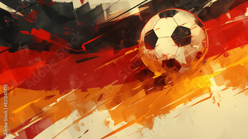 Abstract image of german flag with ball in front. European football championship UEFA Euro 2024