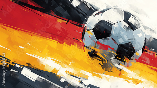 Abstract image of german flag with ball in front. European football championship UEFA Euro 2024
