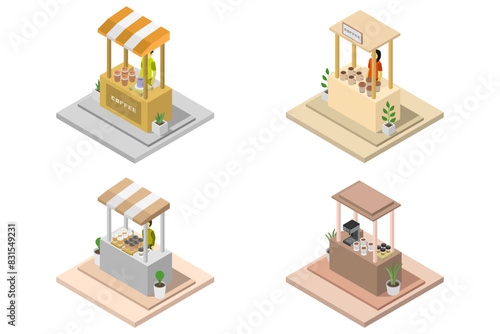 Coffee kiosk isometric