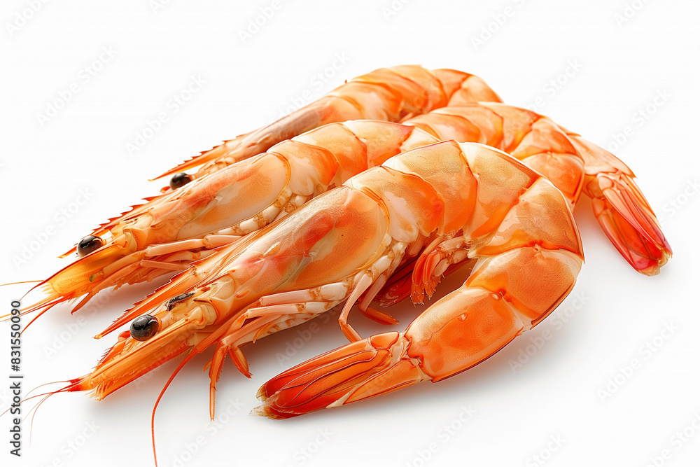 Close Up of Shrimp on White Background Close Up of Shrimp on White Background