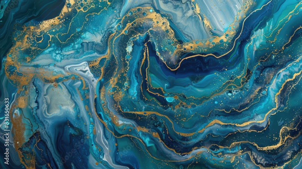 Marble background in blue and green color with gold texture glitter. beautiful blue oil painting with the addition of gold powder Marble background in blue and green color with gold texture glitter. beautiful blue oil painting with the addition of gold powder