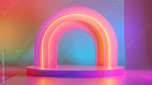 Playful Product Display with Colorful Rainbow Arch