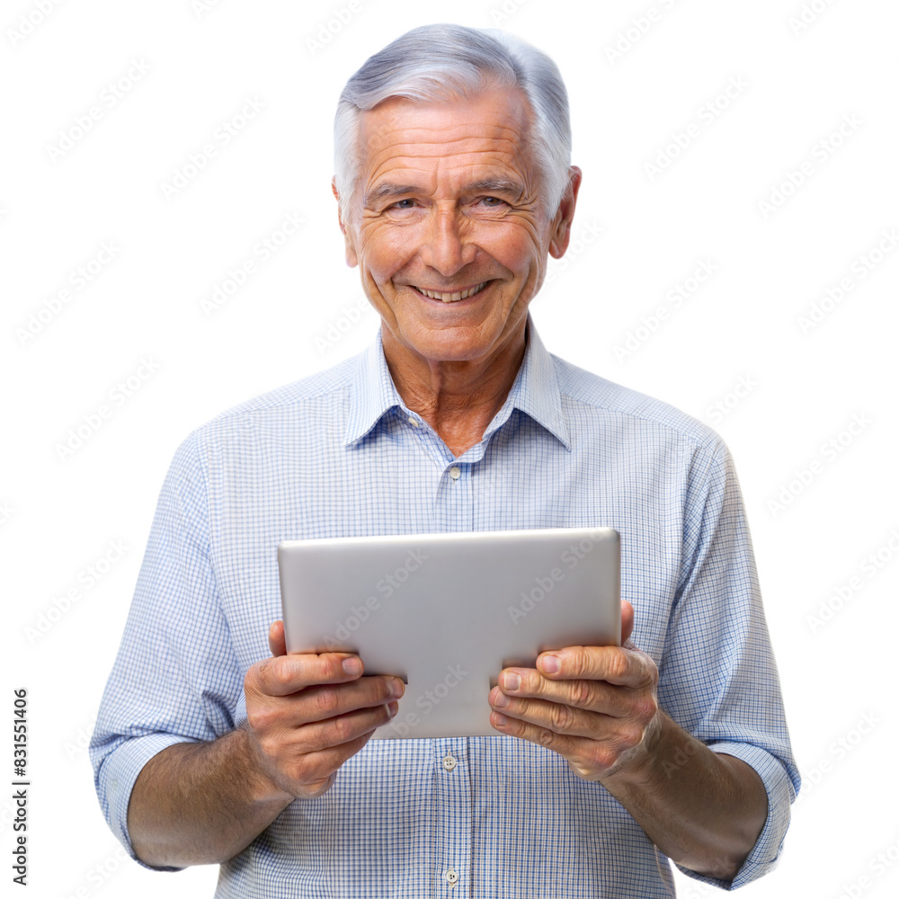 Happy senior man using tablet Happy senior man using tablet