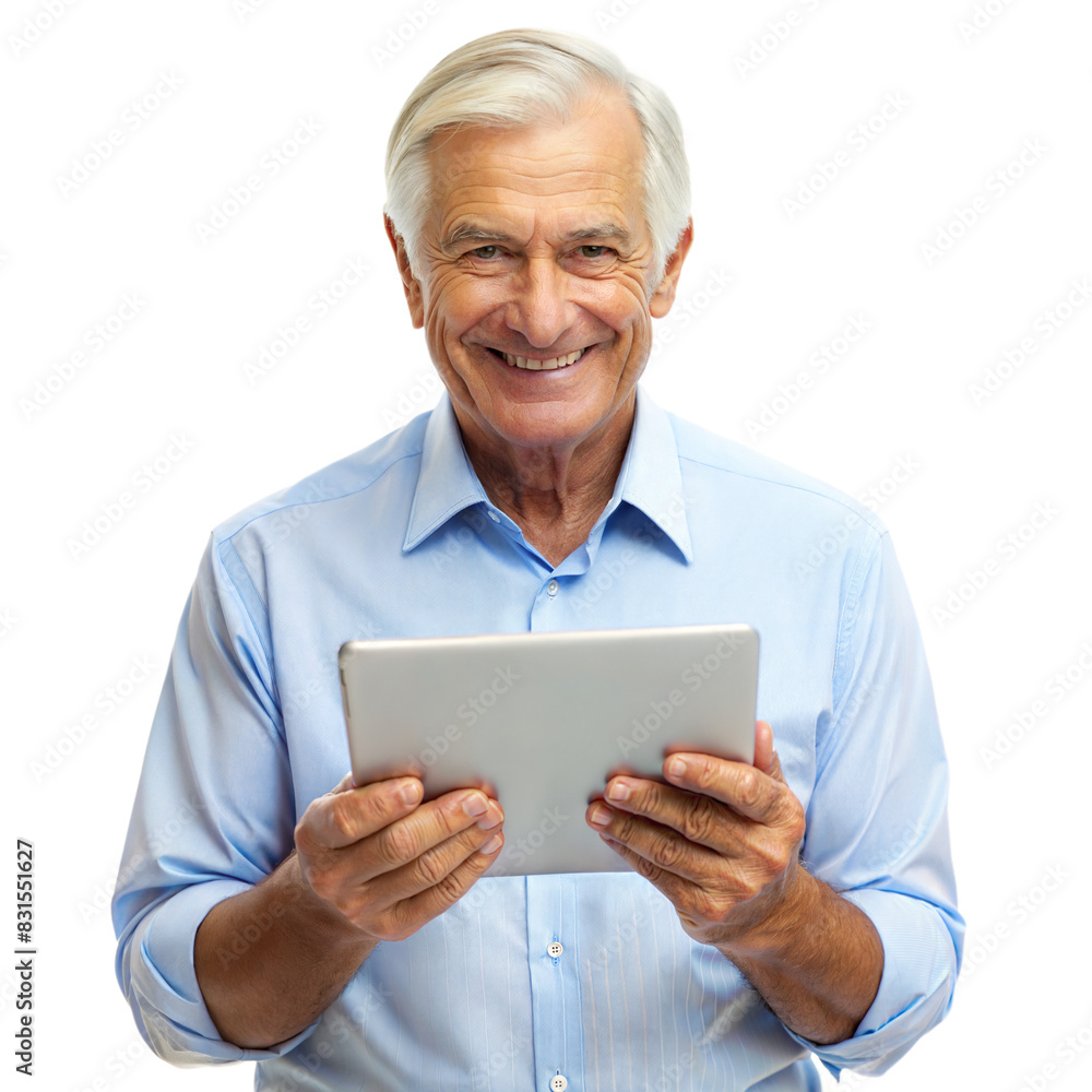 Cheerful senior man with digital tablet Cheerful senior man with digital tablet
