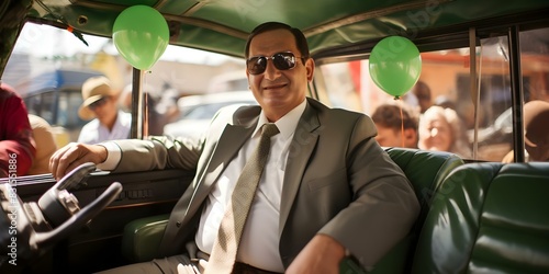 Propaganda promoting Hosni Mubarak during Eid alFitr celebrations in Egypt. Concept Politics in Egypt, propaganda, Hosni Mubarak, Eid alFitr, celebrations photo